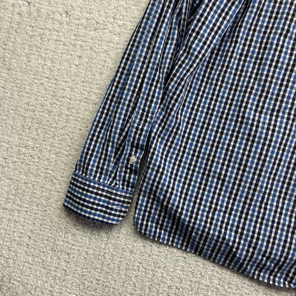 Fred Perry Button Down Shirt Mens S Blue Plaid Striped Oxford Woven Cotton - Picture 12 of 14